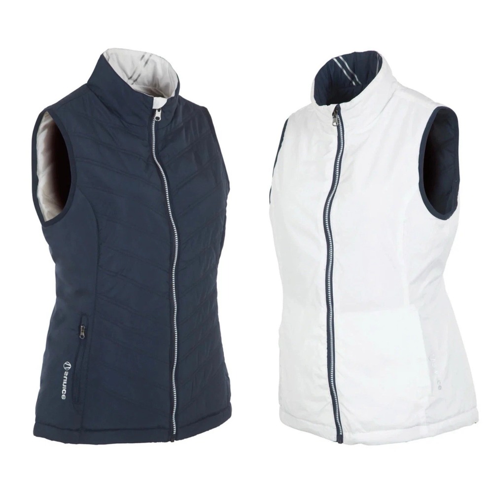SUNICE Women Macy Reversible Climaloft Gorpcore Puff Vest Sz L Gray Black hg-24